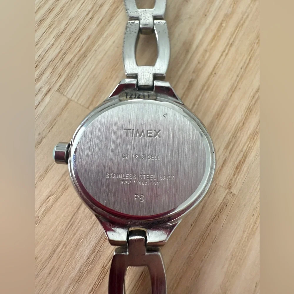 Vintage Timex ladies oval blue dial stainless steel watch NEW BATTERY